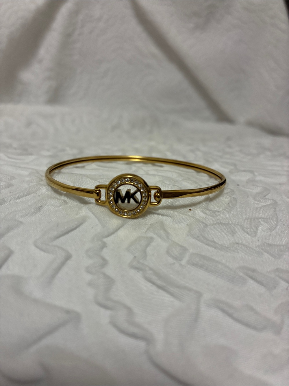 Michael Kors Gold Bangle Bracelet with MK Logo